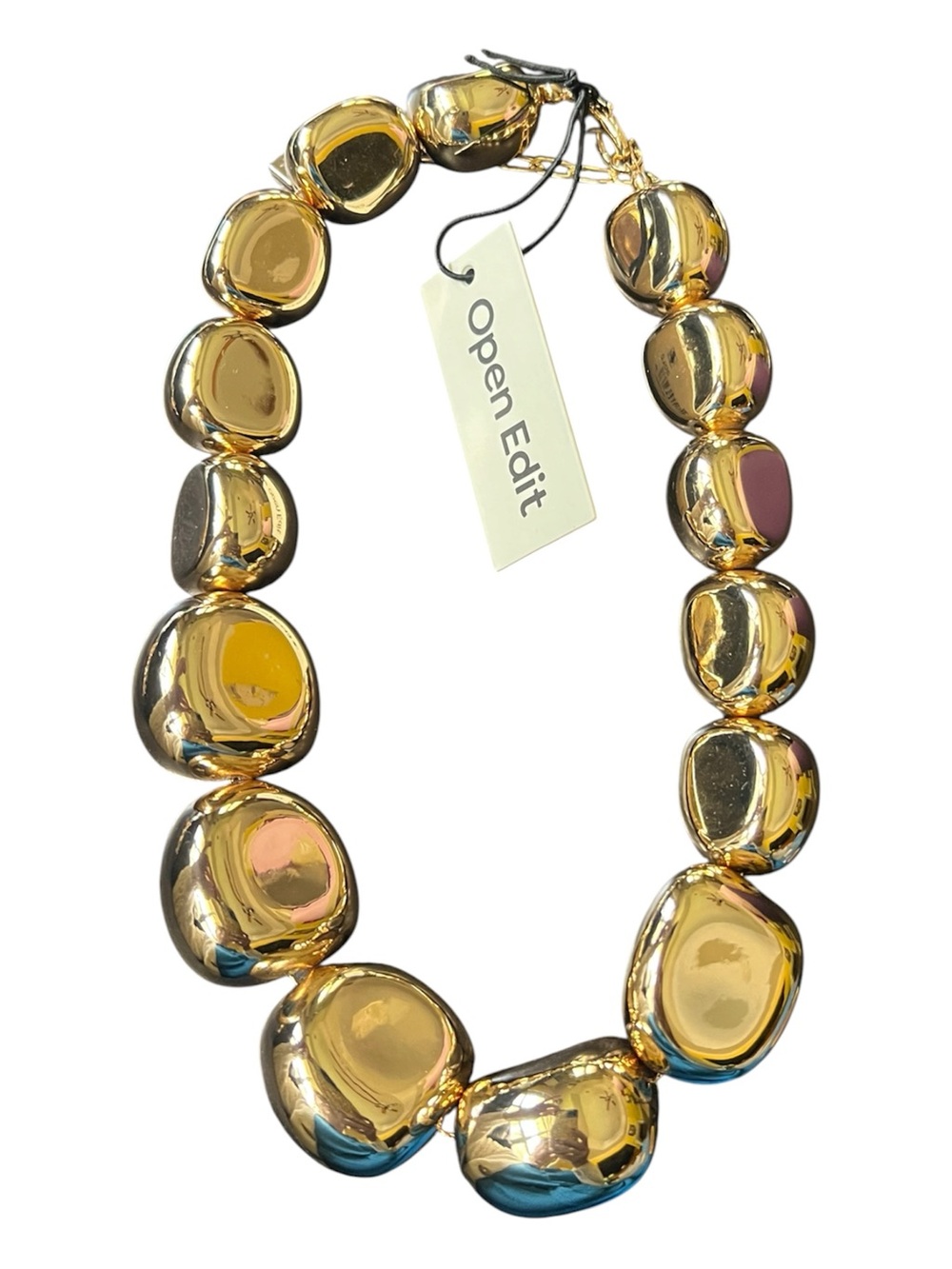 Open Edit Polished Gold Bead Necklace